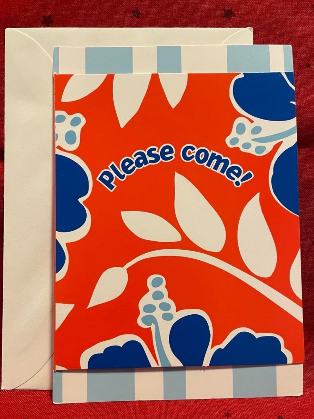 Blue & Red Floral Hawaiian Set of 8 Cards Party Invitations Tropical Invite NEW